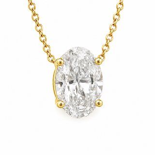Oval Brilliant – Lab Grown Diamond – 14K/18K Yellow Gold – Solitaire Necklace