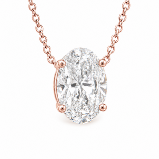 Oval Brilliant – Lab Grown Diamond – 14K/18K Rose Gold – Solitaire Necklace