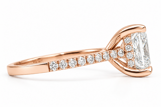 Princess Cut With Hidden Halo And Pavé Setting Ring – Lab Grown Diamond – 14K/18K Gold – 34 Side Stones