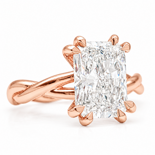 Radiant Cut Split Spiral Band Solitaire Ring – Lab Grown Diamond – 14K/18K Gold