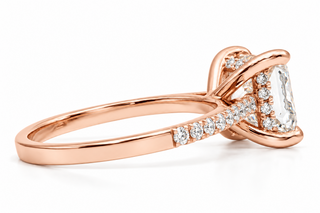 Princess Cut With Hidden Halo And Pavé Setting Ring – Lab Grown Diamond – 14K/18K Gold – 34 Side Stones
