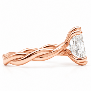Radiant Cut Split Spiral Band Solitaire Ring – Lab Grown Diamond – 14K/18K Gold