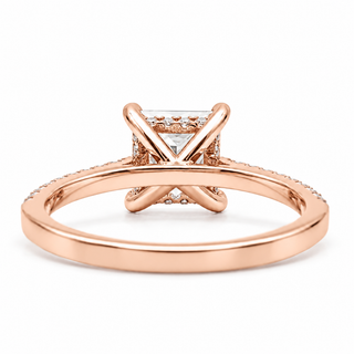 Princess Cut With Hidden Halo And Pavé Setting Ring – Lab Grown Diamond – 14K/18K Gold – 34 Side Stones