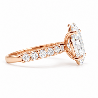 Marquise Brilliant Pavé Ring – Lab Grown Diamond – 14K/18K Gold – 12 Side Stones