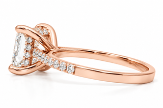 Princess Cut With Hidden Halo And Pavé Setting Ring – Lab Grown Diamond – 14K/18K Gold – 34 Side Stones