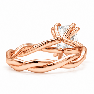 Radiant Cut Split Spiral Band Solitaire Ring – Lab Grown Diamond – 14K/18K Gold
