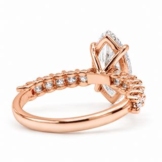 Marquise Brilliant Pavé Ring – Lab Grown Diamond – 14K/18K Gold – 12 Side Stones