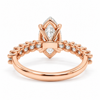 Marquise Brilliant Pavé Ring – Lab Grown Diamond – 14K/18K Gold – 12 Side Stones