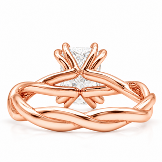 Radiant Cut Split Spiral Band Solitaire Ring – Lab Grown Diamond – 14K/18K Gold