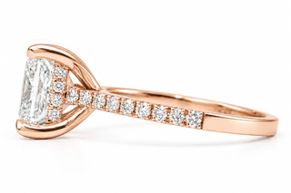 Princess Cut With Hidden Halo And Pavé Setting Ring – Lab Grown Diamond – 14K/18K Gold – 34 Side Stones