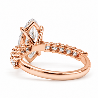 Marquise Brilliant Pavé Ring – Lab Grown Diamond – 14K/18K Gold – 12 Side Stones