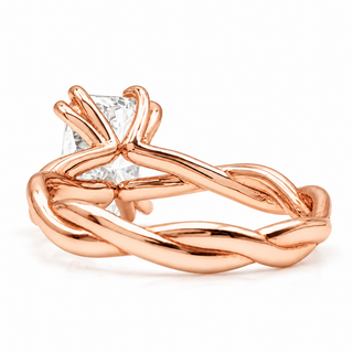 Radiant Cut Split Spiral Band Solitaire Ring – Lab Grown Diamond – 14K/18K Gold