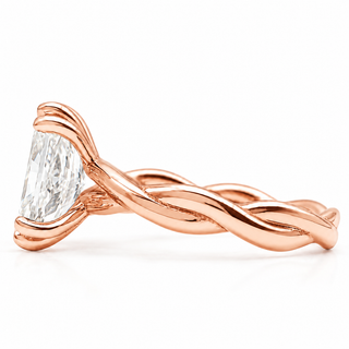 Radiant Cut Split Spiral Band Solitaire Ring – Lab Grown Diamond – 14K/18K Gold