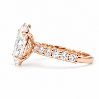 Marquise Brilliant Pavé Ring – Lab Grown Diamond – 14K/18K Gold – 12 Side Stones