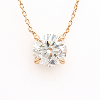 Round Brilliant – Lab Grown Diamond – 14K/18K Rose Gold – Solitaire Necklace