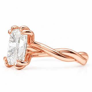 Radiant Cut Split Spiral Band Solitaire Ring – Lab Grown Diamond – 14K/18K Gold