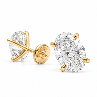 Oval Brilliant Earrings – Lab Grown Diamonds – 14K Gold – Alpha Spring Stopper