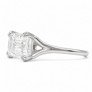 Emerald Cut Split Solitaire Ring – Lab-Grown Diamond – 14K/18K White Gold