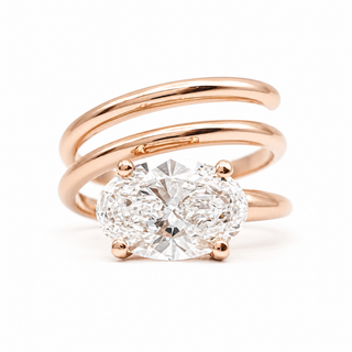Oval Brilliant Spiral Solitaire Ring – Lab Grown Diamond – 14K/18K Rose Gold
