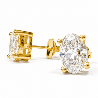 Oval Brilliant Earrings – Lab Grown Diamonds – 14K/18K Yellow Gold – Stud Earrings