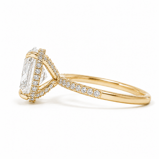 Oval Brilliant Pavé and Hidden Halo Ring – Lab Grown Diamond – 14K/18K Yellow Gold – 52 Side Stones