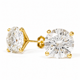 Round Brilliant Earrings – Lab Grown Diamonds – 14K/18K Yellow Gold – Stud Earrings