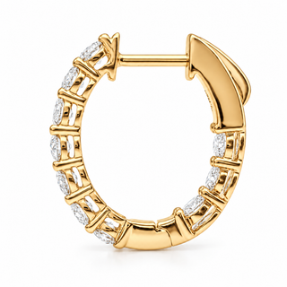 Round Brilliant Hoop Earrings – Lab Grown Diamonds – 14K/18K Gold - 15m"m