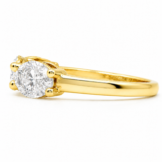 Oval Brilliant 3 Stone Crown Ring – Lab Grown Diamond – 14K/18K Yellow Gold