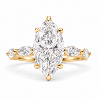Marquise Brilliant with Marquise Band and Hidden Halo Ring – Lab-Grown Diamond – 14K/18K Gold – 26 Side Stones