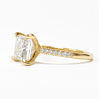 Princess Cut Pavé Ring – Lab Grown Diamond – 14K/18K Yellow Gold – 14 Side Stones