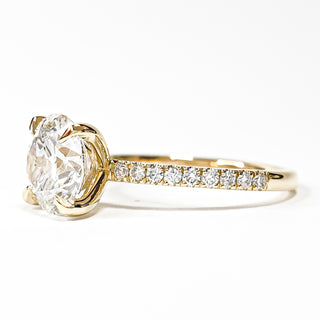 Round Brilliant Pavé Ring – Lab Grown Diamond – 14K/18K  Yellow Gold – 18 Side Stones