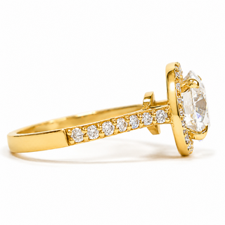 Round Brilliant Pavé with Halo Ring – Lab-Grown Diamond– Lab Grown Diamond – 14K/18K Yellow Gold – 38 Side Stones