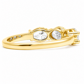 Oval Brilliant 3 Stone Crown Ring – Lab Grown Diamond – 14K/18K Yellow Gold