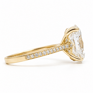 Oval Brilliant Pavé Ring – Lab Grown Diamond – 14K/18K Yellow Gold – 36 Side Stones