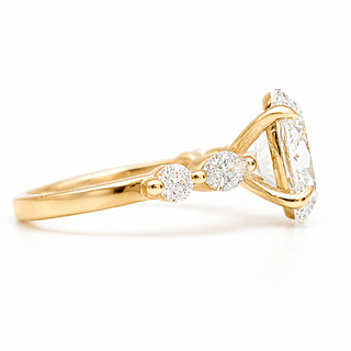 Oval Brilliant with Marquise Band Ring – Lab-Grown Diamond – 14K/18K Yellow Gold – 4 Side Stones