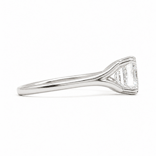 Emerald Cut Split Solitaire Ring – Lab-Grown Diamond – 14K/18K White Gold