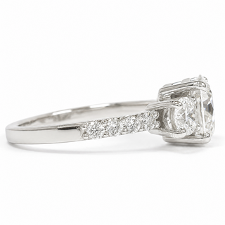 Round Brilliant Pavé Ring – Lab Grown Diamond – 14K/18K White Gold – 10 Side Stones