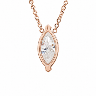 Marquise Brilliant – Lab Grown Diamond – 14K/18K Rose Gold – Solitaire Necklace