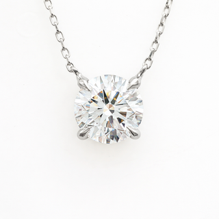 Round Brilliant – Lab Grown Diamond – 14K/18K White Gold – Solitaire Necklace