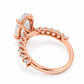 Marquise Brilliant Pavé Ring – Lab Grown Diamond – 14K/18K Gold – 12 Side Stones
