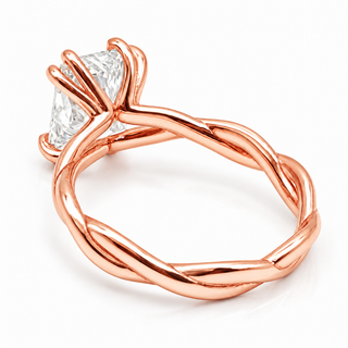 Radiant Cut Split Spiral Band Solitaire Ring – Lab Grown Diamond – 14K/18K Gold