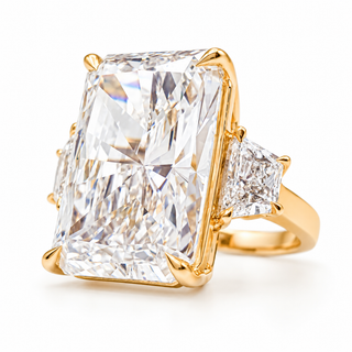 Emerald Cut 10.89 Carat Lab-Grown Diamonds Ring | IGI Certified | 8.64 Gram 18K Yellow Gold