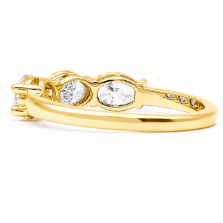 Oval Brilliant 3 Stone Crown Ring – Lab Grown Diamond – 14K/18K Yellow Gold