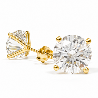 Round Brilliant Earrings – Lab Grown Diamonds – 14K/18K Yellow Gold – Stud Earrings