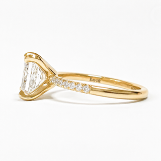Princess Cut Pavé Ring – Lab Grown Diamond – 14K/18K Yellow Gold – 14 Side Stones