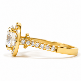 Round Brilliant Pavé with Halo Ring – Lab-Grown Diamond– Lab Grown Diamond – 14K/18K Yellow Gold – 38 Side Stones