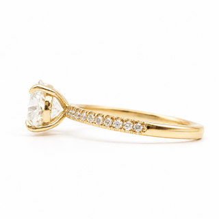 Oval Brilliant Pavé Ring – Lab Grown Diamond – 14K/18K Yellow Gold – 20 Side Stones