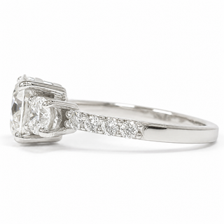 Round Brilliant Pavé Ring – Lab Grown Diamond – 14K/18K White Gold – 10 Side Stones