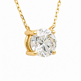 Round Brilliant – Lab Grown Diamond – 14K/18K Yellow Gold – Solitaire Necklace
