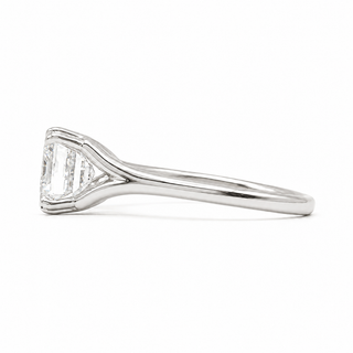 Emerald Cut Split Solitaire Ring – Lab-Grown Diamond – 14K/18K White Gold